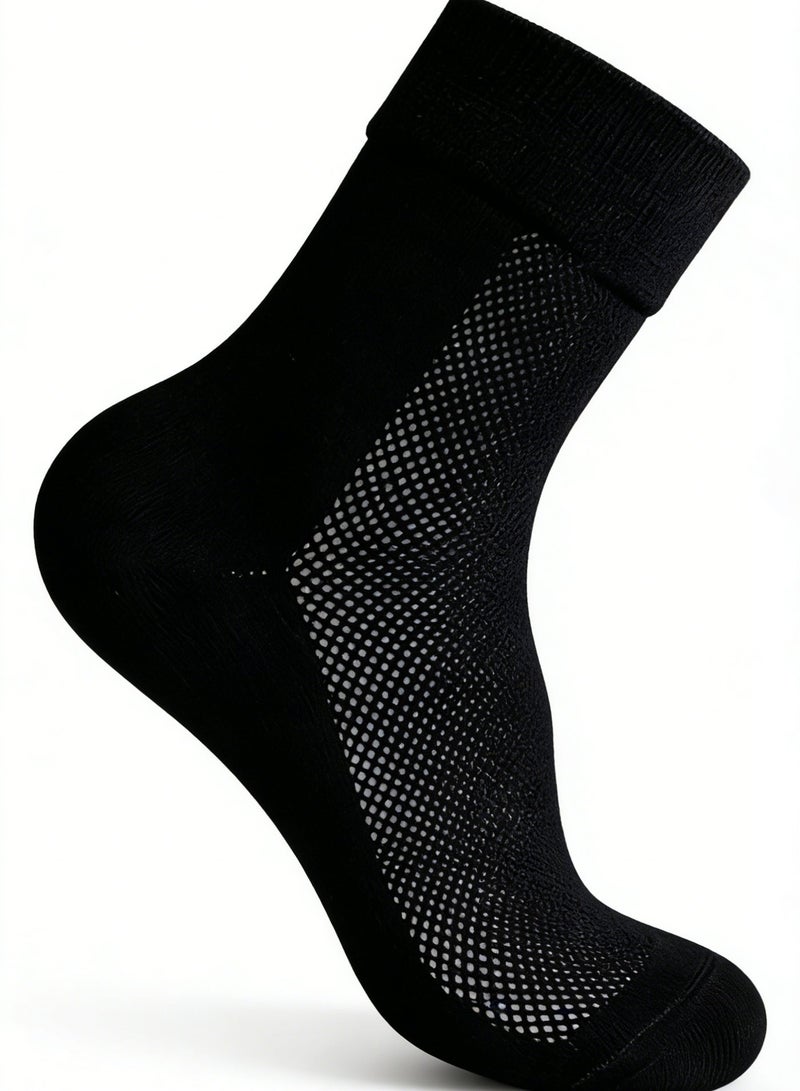 5 Pairs Of Breathable Cotton Socks, Soft Crew Socks For Daily Wear (Black) - Image 1